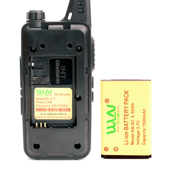 Рация WLN KD-C1 5W IP54 1000 мАч UHF Type-C Черный
