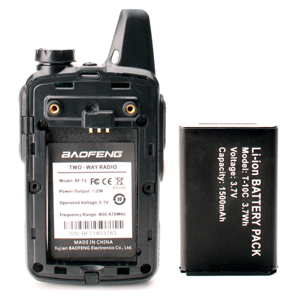 Рация Baofeng BF-T1 Mini 2W IP54 1500 мАч Micro-USB UHF Черный