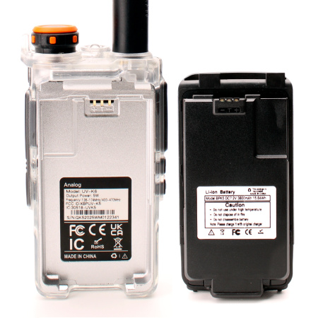 Рация Quansheng UV-K6/UV-K5(8) V1 5W IP54 1600 мАч Type-C Прозрачный