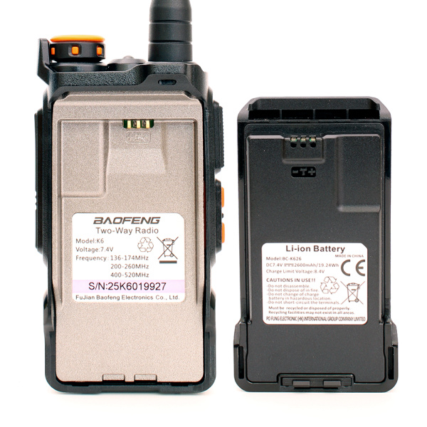 Рация Baofeng UV-K6 5W IP54 2600 мАч Type-C Черный