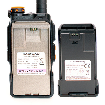 Рация Baofeng UV-K61 5W 2600 мАч Type-C Черный