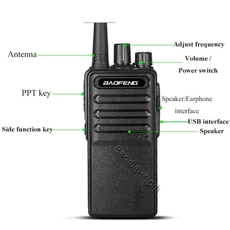 Рация Baofeng BF-C5 5W IP54 1500 мАч Micro-USB UHF Черный